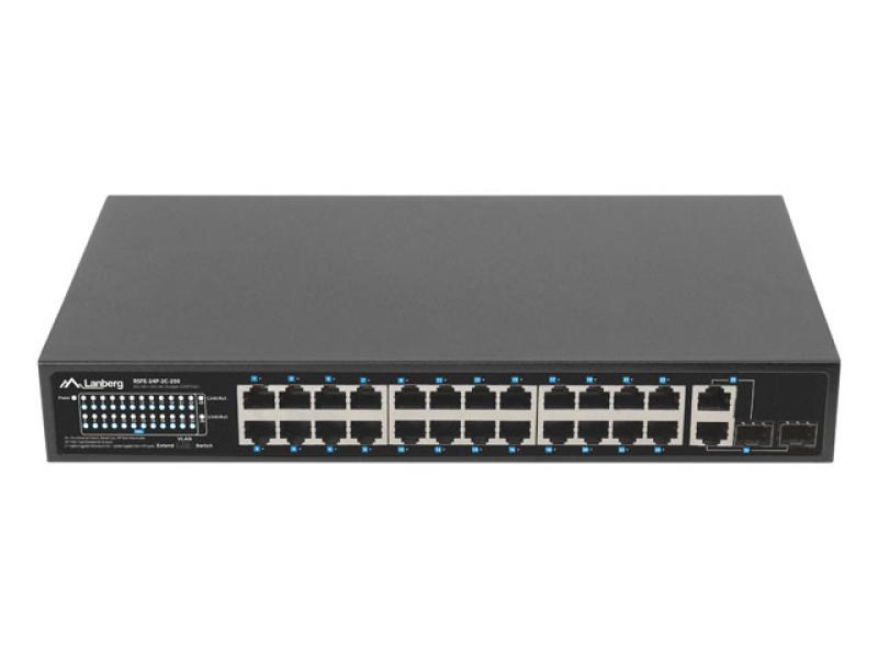Switch 24x 100 Mb PoE+ / 2x combo, rack
