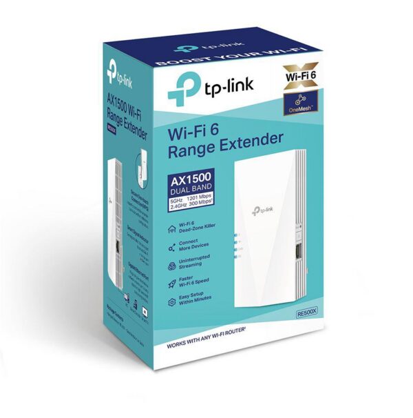 TP-link AX1500 Wi-Fi Range Extender, RE500X, 1 Port Ethernet Gigabit, - imagine 4