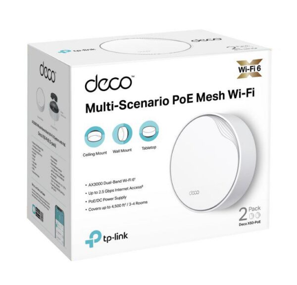 Router wireless TP-LINK Deco X50-POE, WIFI 6, Mesh, Dual Band - imagine 3