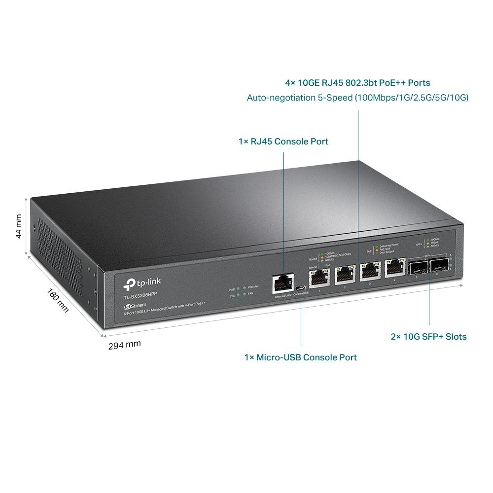 "JetStream™ 4-Port 10GBase-T and 2-Port 10GE SFP+ L2+ Managed Switch - imagine 5