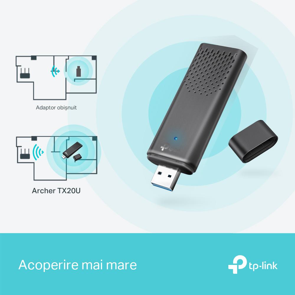 Adaptor wireless TP-LINK Archer AX1800, WIFI 6, Mesh, Dual Band - imagine 4