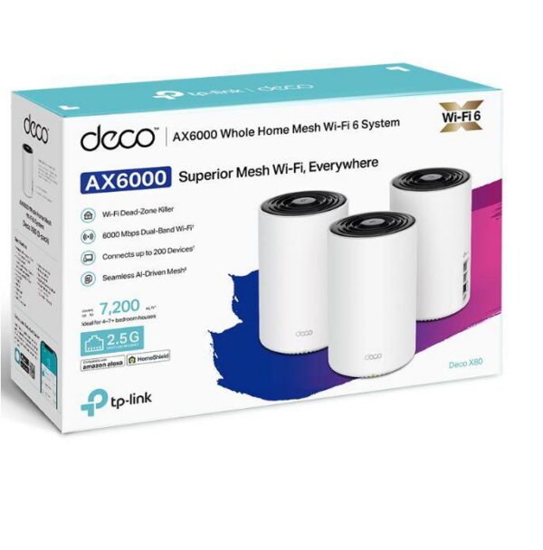 Router wireless TP-LINK Deco X80, WIFI 6, Mesh, Dual Band - imagine 6