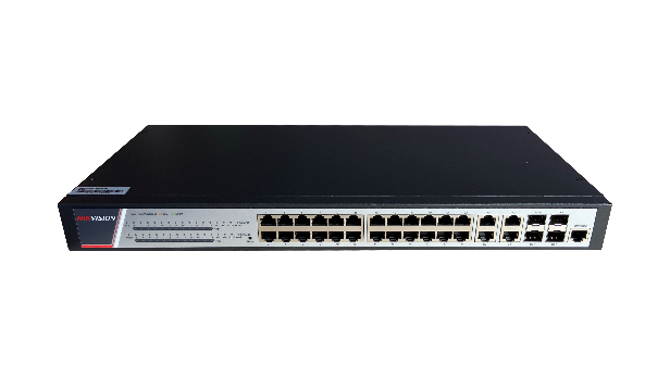 Switch 24 porturi POE Gigabit, Hikvision DS-3E2528P(B)(O-STD), Full Managed, 24