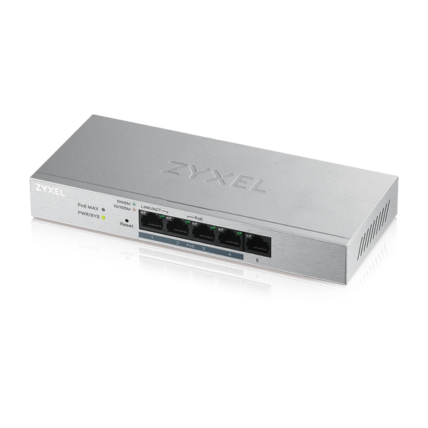 ZYXEL GS1200-5HP 5-PORT GBE METAL SWITCH - imagine 3