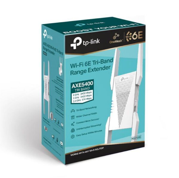 TP-link AXE5400 Wi-Fi6E Mesh Range Extender, Tri-Band, RE815XE, 1 Port - imagine 3